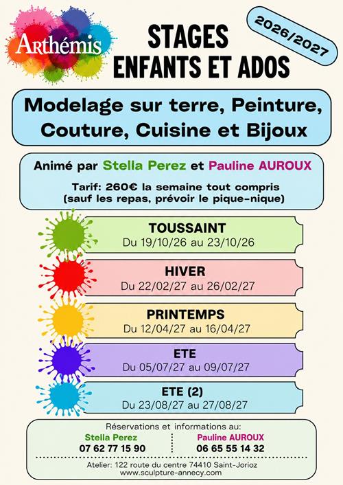 Stages durant les vacances  2026/2027 Enfants et Ados